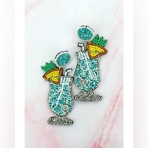 Turquoise Fruity Cocktail Beaded Earrings